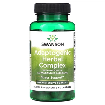Адаптогенний комплекс трав Swanson Adaptogenic Herbal Complex (Rhodiola Ashwagandha Ginseng) 60 капсул