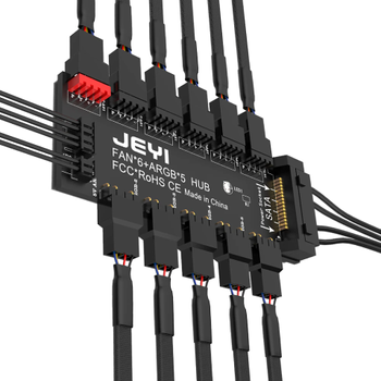 PWM-контролер JEYI для вентиляторів 4pin та ARGB-підсвітки 3pin хаб живлення (6xFan&5xARGB HUB)