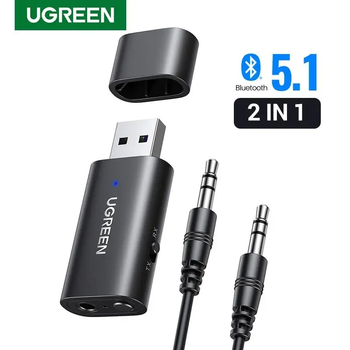 Автомобильный Bluetooth-приемник UGREEN CM523 Bluetooth 5.1 AUX 3.5 мм 2 в 1