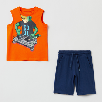 Komplet (koszulka + spodenki) dla dzieci OVS Jogging Set Red Orange 1798819 104 cm Czerwony/Pomarańczowy/Niebieski (8056781050132)