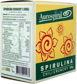 Дієтична добавка Aurospirul Спіруліна Chili Crunchy 100 г для очищення (730490941933)