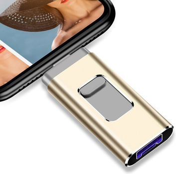 Флешка для Apple iPhone с разъемом USB 3.0 Micro USB Lightning 64 GB HighSpeed золото
