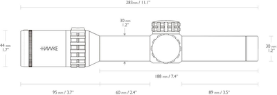 приціл оптичний Hawke Frontier 30 1-6x24 прицільна сітка Circlel Dot з підсвіткою