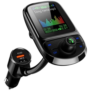 FM-трансмиттер модулятор SeBek C85 QC3.0 быстрая зарядка Черный (FMC85)