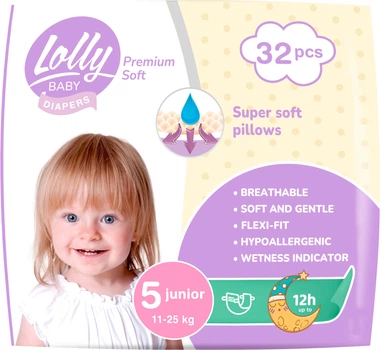 Подгузники детские Lolly Premium Soft Junior 5 11-25 кг 32 шт (4820174981051)