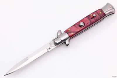 Викидний ніж стилет автомат AKC 9 з чохлом (Червоний)