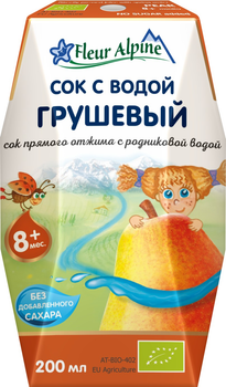 Сік органічний з природною водою Fleur Alpine ГРУШЕВИЙ прямого віджиму 200 мл (9002711027421)