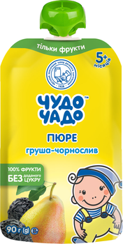 Упаковка пюре Чудо-Чадо Груша-чорнослив натуральне без цукру з 5 місяців 90 г x 16 шт (4820016253889)