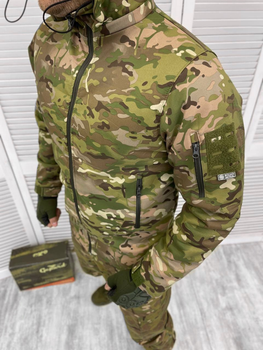 Чоловіча утеплена Куртка SoftShell з капюшоном та липучками під шеврони до - 15 °C / Бушлат із принтом мультикам розмір L