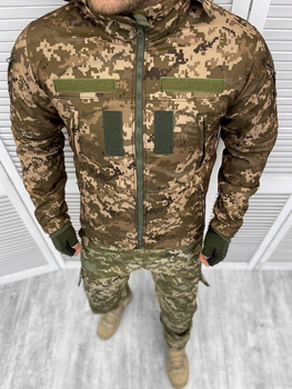 Мужская утепленная куртка с капюшоном Soft Shell на синтепоне пиксель размер L