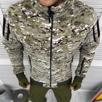 Чоловіча флісова Куртка з капюшном та липучками під шеврони мультикам розмір XXL