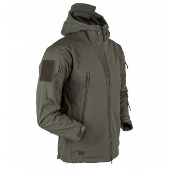 Мужская демисезонная Куртка с капюшоном Softshell Shark Skin 01 на флисе до -10°C олива размер XXXL