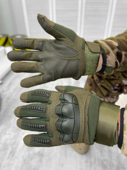 Зимние сенсорные перчатки на флисе с защитными накладками олива размер XXL