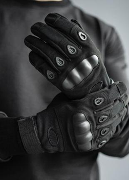 Зимние утепленные перчатки с косточками и сенсорными накладками черные размер L
