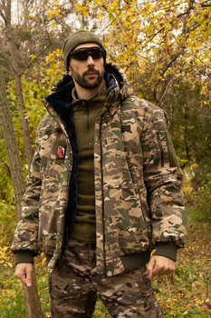 Чоловічий зимовий Бушлат-бомбер Ріп-стоп на флісі / Утеплена куртка мультикам розмір 3XL