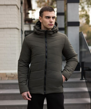 Зимняя мужская Куртка Pobedov "Dzen" до -18°C с капюшоном на силиконе хаки размер L