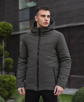 Зимняя мужская Куртка Pobedov "Dzen" до -18°C с капюшоном на силиконе хаки размер XL