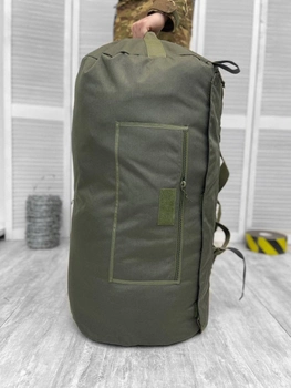 Міцна Сумка - Рюкзак для транспортування речей 140л / Водонепроникний Баул олива розмір 85х45x45см