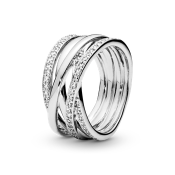 Серебряное кольцо Pandora Светящиеся линии190919CZ 54.