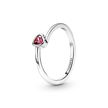 Серебряное кольцо "Красное ассиметричное сердце" 199267C01. 50-60