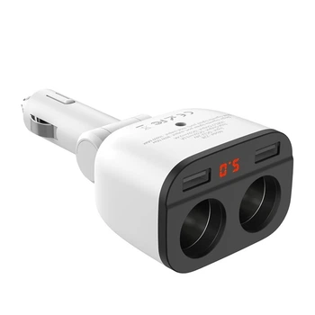 Автомобильное зарядное устройство HOCO Z28 Power ocean cigarette lighter in-car charger with digital display White (6957531091967)