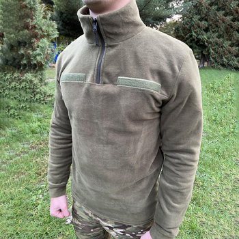 Чоловічий флісовий джемпер з високим коміром та велкро панелями / Фліска у кольорі олива розмір 50