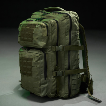 Рюкзак з м'якою спинкою та регульованими лямками 75х55х40 см / Штурмовий Наплічник з системою Molle хакі