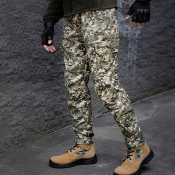 Утепленные мужские брюки с 6-ю карманами / Брюки пиксель размер S