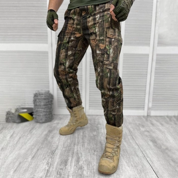 Чоловічі міцні Штани з накладними кишенями / Щільні Брюки саржа коричневий камуфляж розмір XL