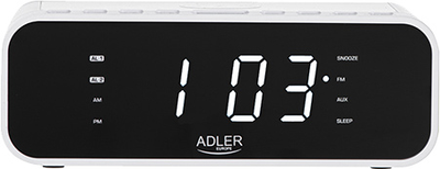 Настільний годинник-будильник Adler AD 1192W Wireless Charger White (5903887808385)