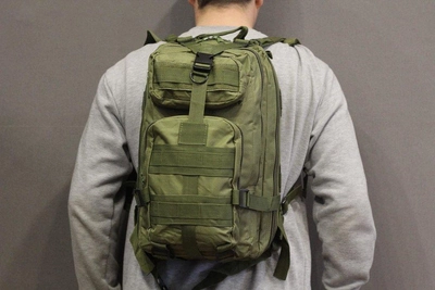 Мужской универсальный тактический рюкзак на две лямки 25 л цвет оливковый