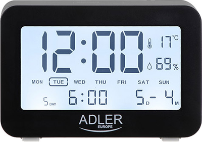 Настільний годинник-будильник Adler AD 1196b Black (5903887809412)