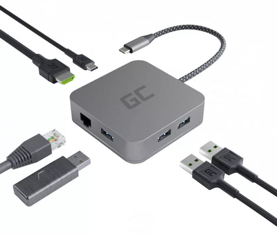 USB-хаб Greencell USB Type-C 6-in-1 (5903317224587)