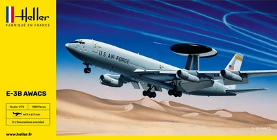 Сборная модель 1/72 самолет с радиолокационной антенной E-3B Awacs Boeing Heller 80308