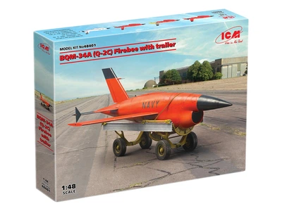 Сборная модель ICM Q-2С ВQM-34А Firebee с тележкой 1 самолет и тележка 48401