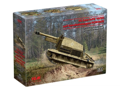 Збірна модель ICM 10.5cm leFH 16 Sf auf Geschutzwagen FCM36 f Німецька самохідна гаубиця 2 СВ 35340