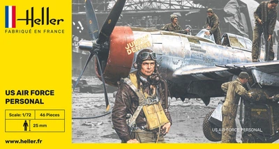 Сборная модель 1/72 фигуры персонал ВВС США Personnel de l'USAAF Heller 49648