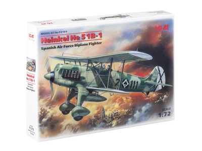 Сборная модель ICM He 51B-1, истребитель-биплан ВВС Испании 72191
