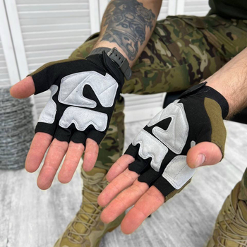 Плотные беспалые Перчатки с защитными резиновыми накладками и вставками TrekDry олива размер L