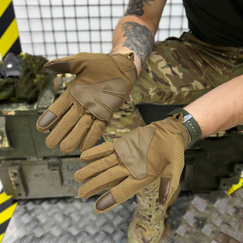 Плотные сенсорные перчатки Klaud с усиленными защитными накладками койот размер XL