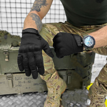Плотные сенсорные перчатки Klaud с усиленными защитными накладками черные размер XL