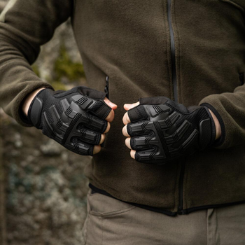 Плотные беспалые Перчатки Force с защитными резиновыми накладками черные размер XL