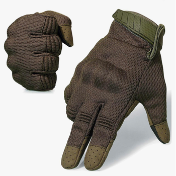Защитные сенсорные перчатки WTACTFUL из полиэфирной сетки и с прочными TPR накладками олива размер S