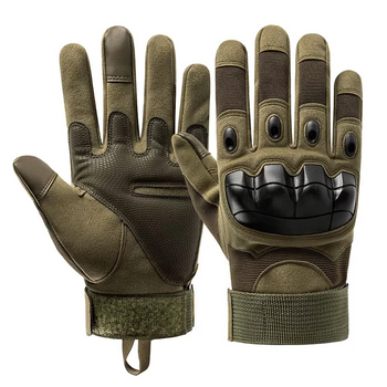 Плотные сенсорные перчатки с защитными накладками хаки размер XL
