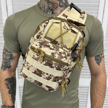 Нагрудная Сумка Cordura 1000D с системой Molle / Вместительный однолямный Рюкзак пиксель размер 23,5х6х12см