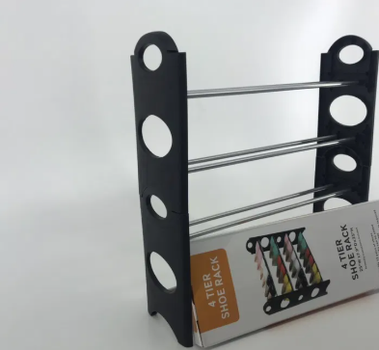 Органайзер для Обуви 4 Полки Черный Stackable Shoe Rack (FG22)