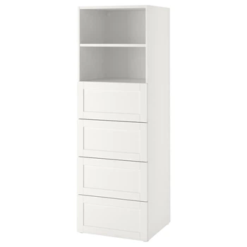 Стелаж з 4 ящиками ІКЕА SMASTAD / PLATSA 60х57х181 см білий (s09396426)