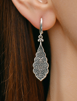 Сережки підвіски зі срібла 925 з орнаментом (АРТ. №6011) Dadiverin Jewelry