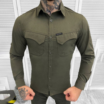 Мужская крепкая Рубашка Combat RipStop на пуговицах с карманами олива размер S
