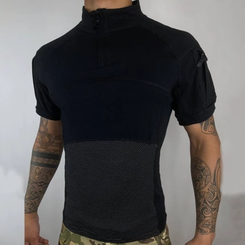 Мужской Убакс Han Wild с короткими рукавами и карманами / Прочная уставная Рубашка черная размер M